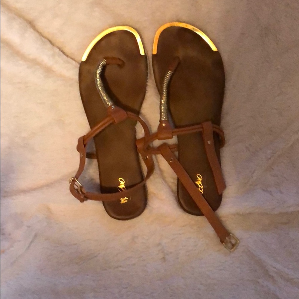 Gold and brown sandals